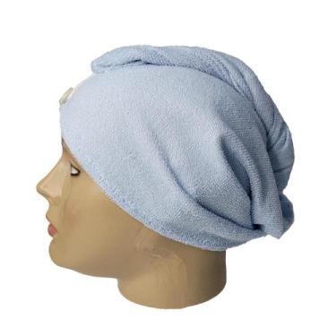 Imagem de Toalha secadora de cabelo dry my com botão  azul  Bebê. - IsaToucas 