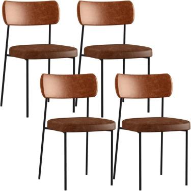 Imagem de Kit 04 Cadeira Para Sala De Jantar Melina L02 Camel Marrom