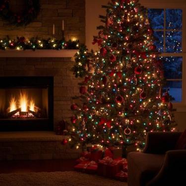 Imagem de Pisca Pisca Com 100 Led 9m Natal Fio Verde 8 Funções Premium Colorido 