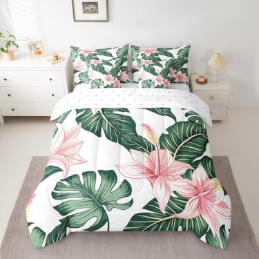 Imagem de Erosebridal Conjunto de edredom com folhas de palmeira, 7 peças, cama de flor rústica em uma bolsa, tamanho Queen, para crianças, adolescentes e adultos, conjunto de cama com folhas botânicas