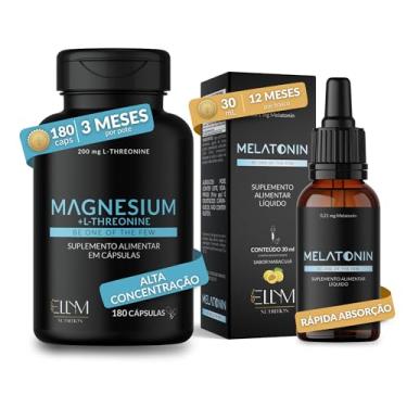 Imagem de Kit Magnésio L Treonato 460mg 180 Cápsulas + Melatonina em Gotas 30ml Sabor Maracujá ELLYM NUTRITION
