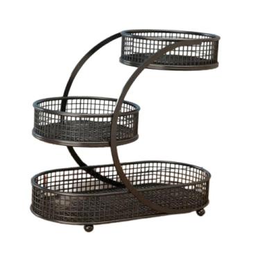 Imagem de SiaBiced Suporte para Frutas, Fruteira Robusta de Três Andares, Organizador de Ferro com 3 Níveis para de Cozinha, Mesa de Jantar E Pão, Preto