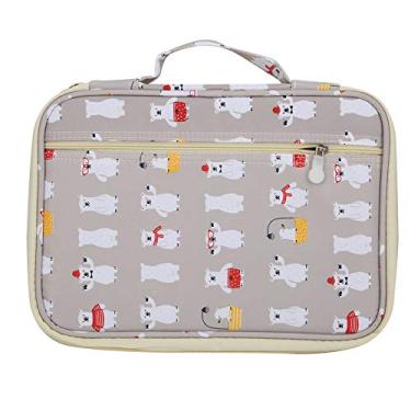 Imagem de QANYEGN Slot para suporte de estojo de lápis, organizador de estojo de lápis, estojo de lápis com padrão de impressão colorida portátil para canetas ou marcadores de aquarela (Urso tomando banho)