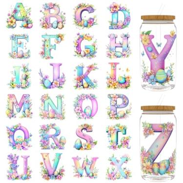 Imagem de XRTHGS 32 peças/conjunto de adesivos DTF UV do alfabeto animal da Páscoa para garrafas de água, copos, adesivos de transferência DTF para frascos de vidro de 473 ml, embalagens de transferência UV DTF