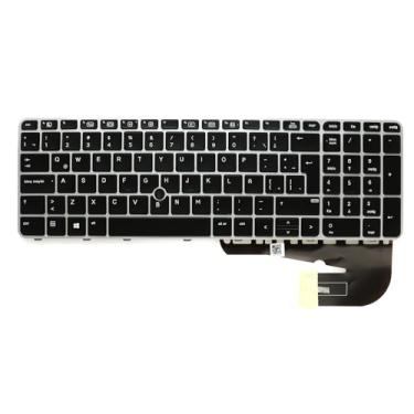 Imagem de LeFix Teclado retroiluminado com bastão apontador, substituição de teclado espanhol latino para HP EliteBook 755 G3 850 G3 850 G4 ZBook 15u G3 G4 com bastão apontador, conjunto de acabamento de
