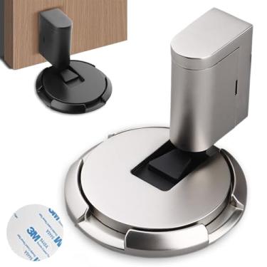 Imagem de Rolha de porta magnética, altura moderna ajustável, suporte de porta de vidro de segurança montado na parede, sem furadeira, batentes de porta magnéticos para a parte inferior da porta, batente de