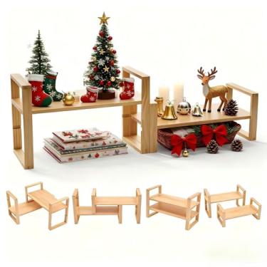 Imagem de Mcoalduo Prateleiras de mesa e fora da superfície atualizadas, juntas interligadas sem ferramentas para maior estabilidade, madeira de pinho maciça, capacidade de carga de 59 kg para escritório