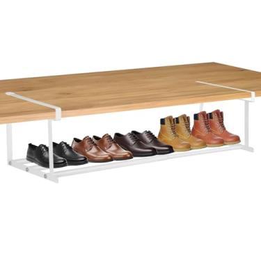 Imagem de Organizador de sapatos pendurado embaixo da prateleira, suporte ajustável sem perfuração para armazenamento de despensa e armário