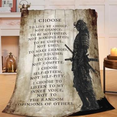 Imagem de Flintis Cobertor Samurai Japonês Decoração Guerreiro Japonês I Choose Manta Presentes para Meninas Meninos Super Quente Macio Pelúcia Leve Lã Flanela Cobertores para Crianças Adultos Mulheres Homens