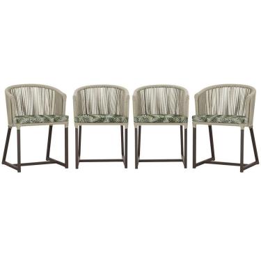 Imagem de 4 Cadeiras De Jantar Noronha Marrom Corda Náutica E5 Trama Rami