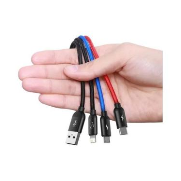 Imagem de Cabo USB 3 Em 1 Para Samsung S20, Xiaomi Mi 9, iPhone 12X11 pro Max, C