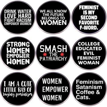 Imagem de Conjunto de broches feministas com 9 emblemas redondos de liga leve co