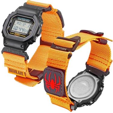 Imagem de DAVILANE Pulseira de relógio militar de nylon de 16 mm para série G-Shock GD/DW/GW/GA (GD-350, DW-5600, GW-6900, GA-100/200/2100) - Pulseira de relógio de liberação rápida com patches intercambiáveis
