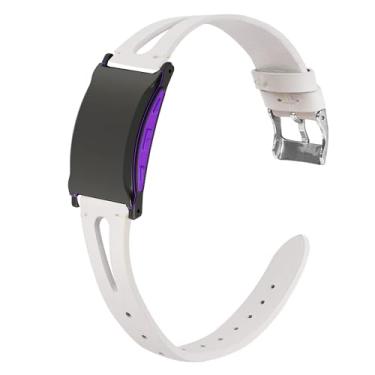 Imagem de Lamshaw Compatível com Shock Clock 3, pulseira de couro vintage fina de substituição compatível com Pavlok Shock Clock 3 (branca)