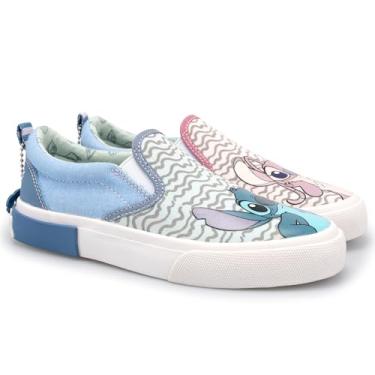 Imagem de Ground Up Stitch and Angel Tênis infantil de cano baixo sem cadarço, Azul e rosa, 15
