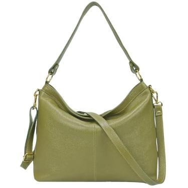 Imagem de Bolsa Feminina Transversal e Ombro Couro Legítimo com Zíper Tamanho Médio Madamix (Verde)