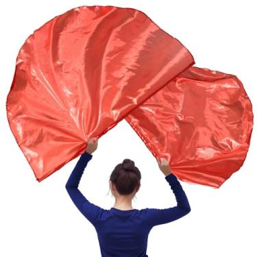 Imagem de Bandeiras de adoração vermelhas metálicas de 2 peças, bandeiras de dança semicírculo de 53,5 polegadas com mastros escaláveis para apresentações