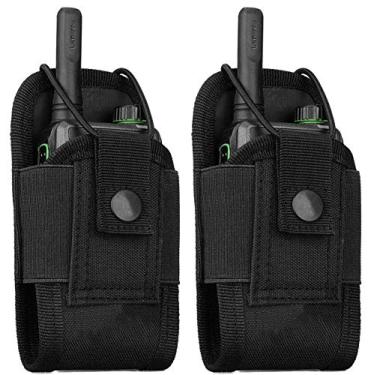 Imagem de abcGoodefg MOLLE Suporte de rádio Walkie Talkie para cinto de trabalho coldre tático para rádio bolsa de intercomunicação (pacote com 2) preto