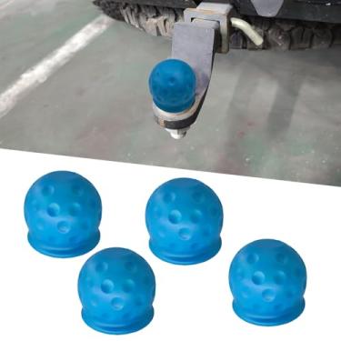 Imagem de HQRNYP Capa de bola de reboque de 4 peças, capas de engate de reboque, tampa de proteção de engate de reboque de carro de borracha à prova de ferrugem de 5 cm, acessórios universais para carros à