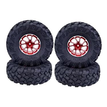 Imagem de Pneus de roda de 4,8 cm para carro de esteiras off-road 1/10, acessórios, vermelho