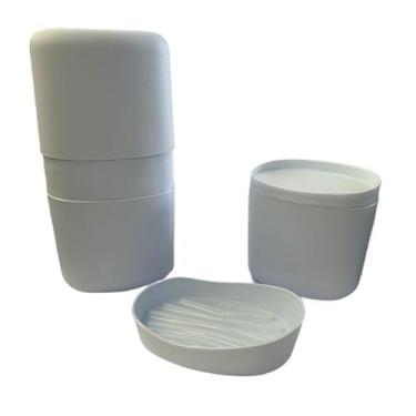 Imagem de Kit Lavabo Porta Escova de Dente Saboneteira e Porta Algodão Decoração Banheiro(Kit Nude)