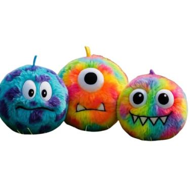 Imagem de Bola de Pelúcia Infantil Multicolorida, 23cm de Diâmetro, com Bomba de Ar, Material Inflável e Macio, para Brincar e Decorar