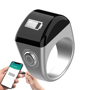 Imagem de Clicker de contador digital,Contador digital,Contador de dedo inteligente para oração com display claro, contador digital | Função de vibração, anel de 5 lembretes de de oração, silencioso e recarregá