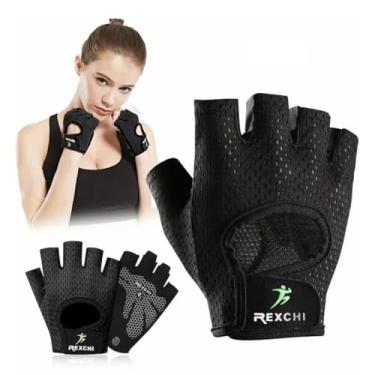Imagem de Luvas De Academia Feminina Meio Dedo Musculação Proteção Mão Fitness Respirável Antiderrapante para Levantamento de Peso e Ginástica (Preto, L)