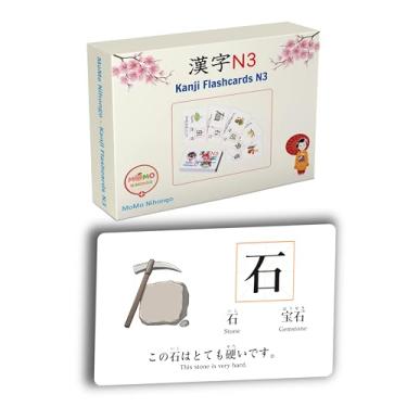 Imagem de MoMo Nihongo N3 - Learn Japanese Flash Cards - Kanji JLPT N3 Flash Cards - 198 Cards - Learn Kanji with Easy to Understand Pictures