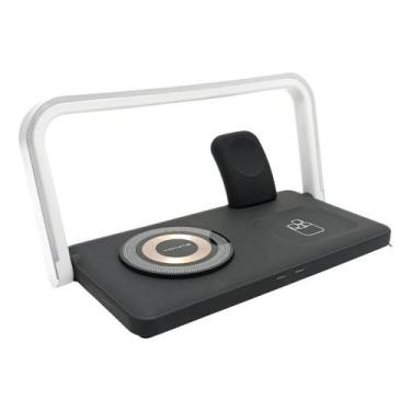 Imagem de Base De Carregamento Sem Fio Preto Luz Led Noturna - Tomate