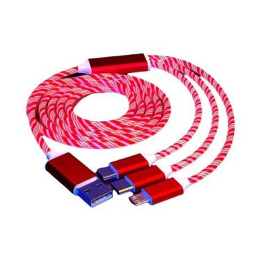 Imagem de Cabo Micro USB Tipo C 3 Em 1 Com LED Brilhante E Carregamento Rápido 3