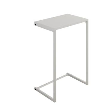 Imagem de Mesa lateral moderna para sala de estar com pernas industriais de 70 cm, resistente, durável e elegante (Branco/branco)