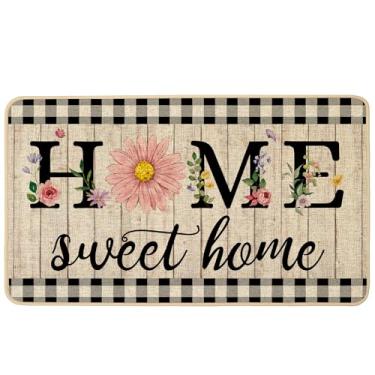 Imagem de ORTIGIA Capacho Home Sweet Home, interior, exterior, espiral, verão, margarida, bem-vindo, rosa, floral, antiderrapante, durável, tapete de entrada para casa, entrada externa, quintal, pátio, 43 x 73