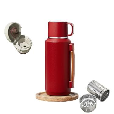 Imagem de VISTATROY Garrafa de água de aço inoxidável 316 765 g com copo com tampa - Mantenha mais de 24 horas quente para bebidas quentes e frias - Frasco térmico isolado a vácuo à prova de vazamento com alça