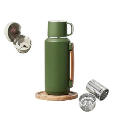 Imagem de VISTATROY Garrafa de água de aço inoxidável 316 765 g com copo com tampa - Mantenha mais de 24 horas quente para bebidas quentes e frias - Frasco térmico isolado a vácuo à prova de vazamento com alça