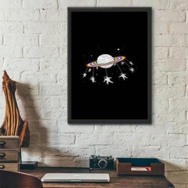 Imagem de Quadro Decorativo Astronautas Lgbt 24X18Cm - Preta - Quadros On-Line
