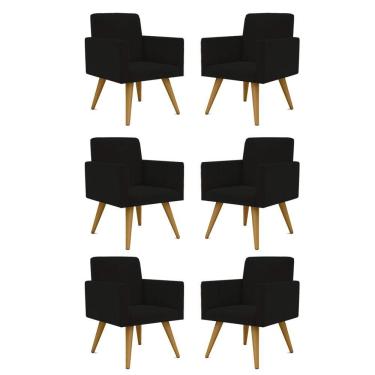 Imagem de Kit 6 Poltronas + Namoradeira Poltrona Decorativa Preto