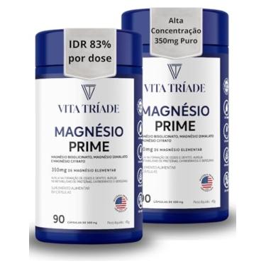 Imagem de Magnésio 350mg - Bisglicinato, Dimalato, Citrato 180 Cápsulas - Alto Teor, Saúde, Energia, Sono