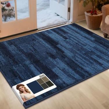 Imagem de JSEI Tapete de porta Dirt Trapper, 81 cm x 122 cm, tapetes antiderrapantes laváveis para entrada, tapete de boas-vindas absorvente para cães de baixo perfil para porta da frente traseira, sapatos e