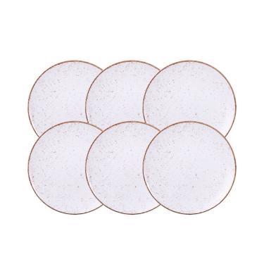 Imagem de Kit Prato Raso Tramontina Rústico Marrom Em Porcelana Decorada 28 Cm 06 Peças