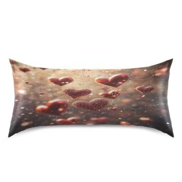 Imagem de ATTX Fronha de almofada de coração rosa com fecho de envelope para cabelo e pele, macia, respirável, lisa, ambos os lados (King 50 x 101 cm, 1 peça) #580