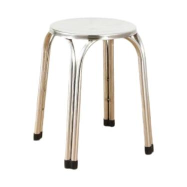 Imagem de SiaBiced Banco empilhável, banco redondo, de aço inoxidável, empilhável, sem encosto, comercial, multiuso, cadeiras, bancos de sala de aula para casa, 42cm
