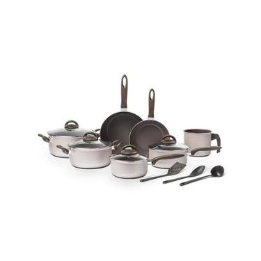 Imagem de Jogo de Panelas Brinox Antiaderente Ceramic Life 10 Peças Nevada Champanhe Champagne