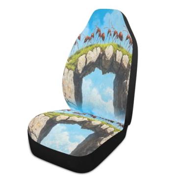 Imagem de Blueangle 1 peça de capas de assento de carro formigas em uma ponte, almofadas protetoras respiráveis para assentos dianteiros de carro, ajuste universal para SUV Sedan Truck Van (536)