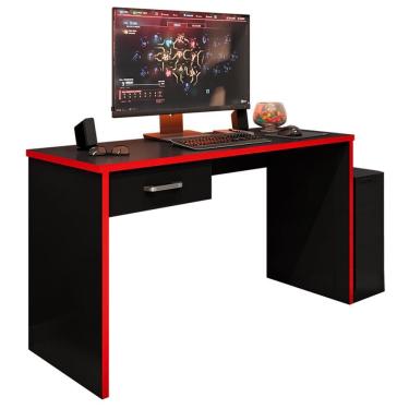 Imagem de Mesa Para Computador Desk Gamer Drx-9000 Preto/vermelho - Móveis Leão Preto/vermelho
