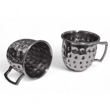 Imagem de Kit 2 Mini Canecas Moscow Mule Martelada Shot Premium 60ml Inox