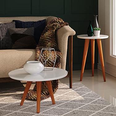 Imagem de Conjunto Mesa Centro e Lateral Retrô Cissa - Branco Brilho - RPM Móveis