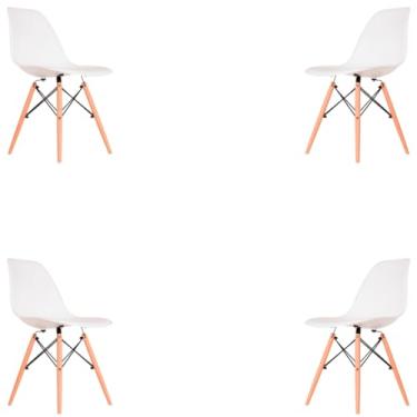 Imagem de KIT com 4 Cadeiras Modelo - Para Mesa de Jantar & Sala, Confortável & Durável (Cadeira Branca)