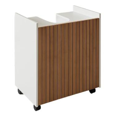 Imagem de Gabinete para Banheiro Pia Lavatório de Coluna Banheiro Moveis(Branco Ripado)