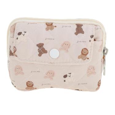 Imagem de 1 carteira de cartão marrom zoológico flip capa para cartão poliéster cinza-acastanhado 12 x 9 cm